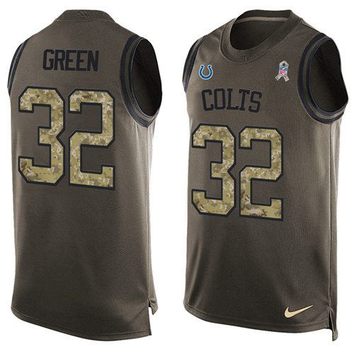 Nike Colts #32 T.J. Green Green Men's Stitched NFL Limited Salute To Service Tank Top Jersey